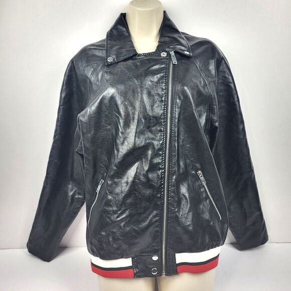 New Look Jackets & Blazers - New Look Women's Black Faux Leather Jacket Coat Size 1X
